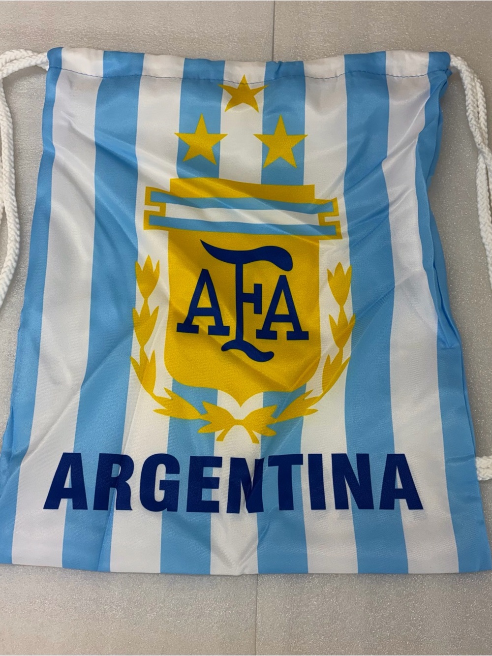 Argentina Light Blue White Yellow Drawstring Backpack FIFA World Cup Ready